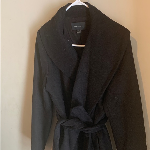 Ann Taylor Shawl Collar Wrap Wool Coat - Picture 3 of 5